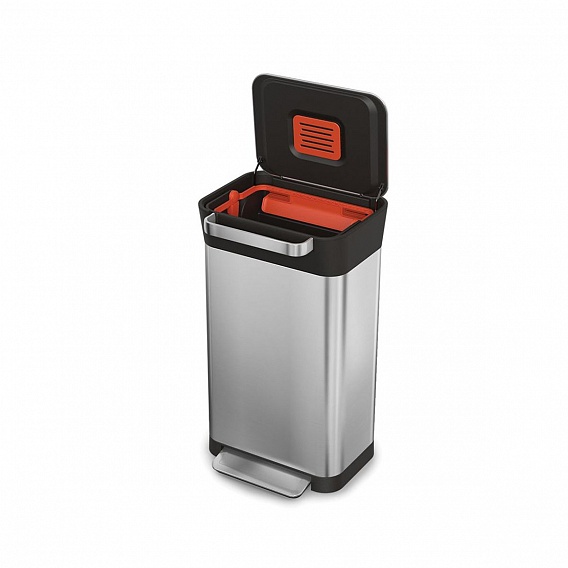 Контейнер для мусора с прессом 30 л. металлик Titan, JOSEPH JOSEPH 30030